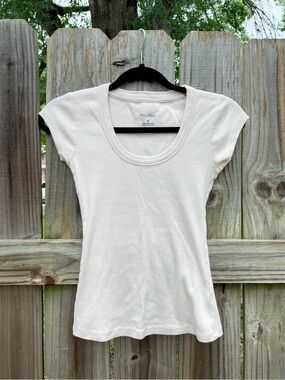 Anthropologie Pilcro Slim Scoop-Neck Ribbed T-Shirt